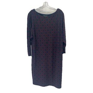Ralph Lauren Sheath Dress Navy Maroon Old Money Preppy Classic Sz 10